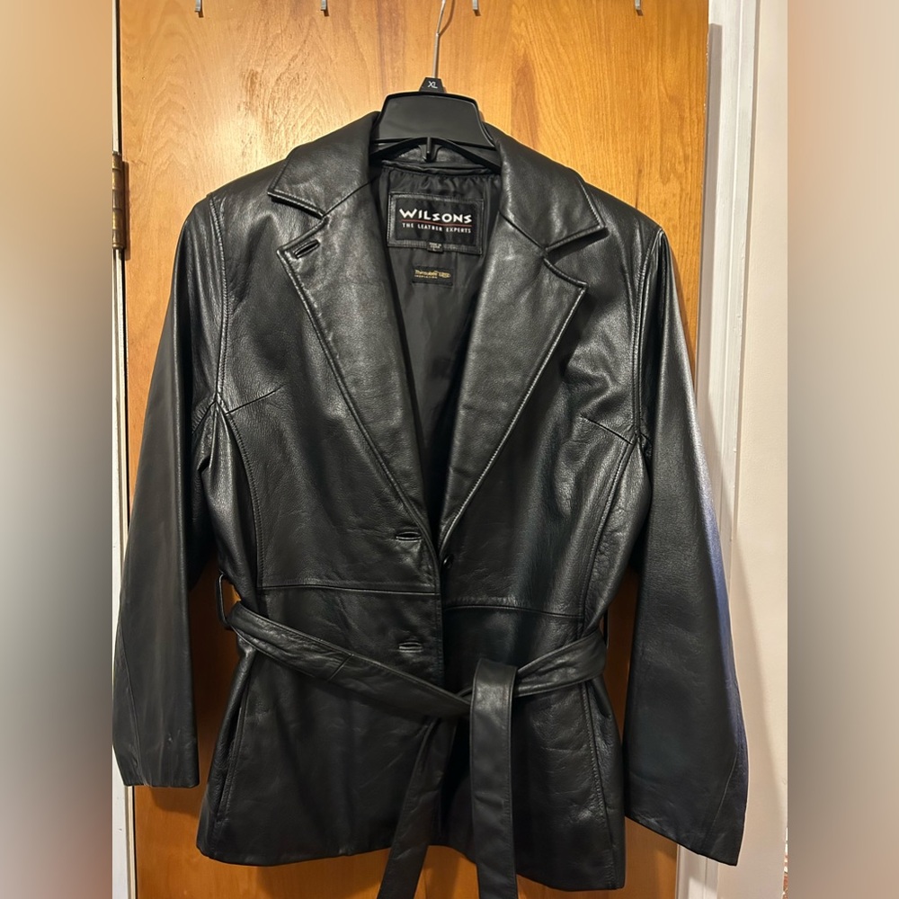 Women’s Wilson black leather jacket vintage 90s
